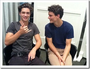 Francisco and Simon waiting for Frankie Morelloâ€™s fitting