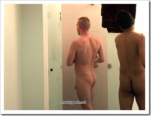 three guys naked in a gym locker room (3)